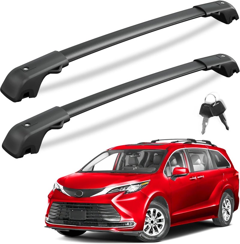 KINGGERI 300Lbs Lockable Roof Rack Cross Bars Compatible with Toyota Sienna 2021 2022 2023 2024 2025 2026, Anti-Theft Aluminum Roof Rails Crossbars Rooftop Cargo Basket Carrier Bag Luggage Rails - Image 1